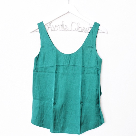 ♡ Kai-aakmann Green Satin Chiffon Layered Top ♡ - Picture 1 of 5
